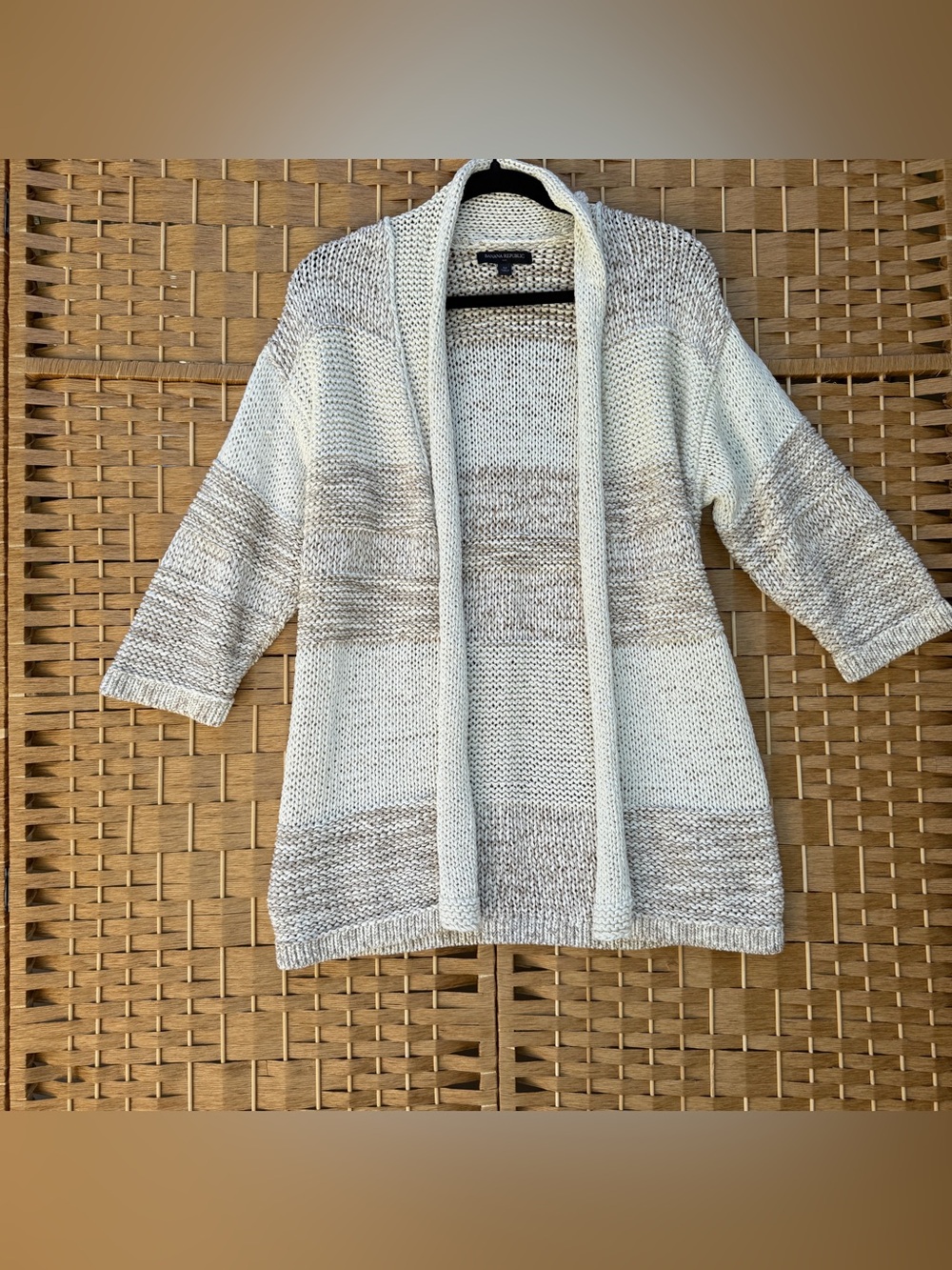 Banana Republic Cream & Beige Open-Front Knit Cardigan Women’s Medium
